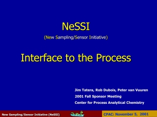 NeSSI (Ne w  S ampling/ S ensor  I nitiative ) Interface to the Process