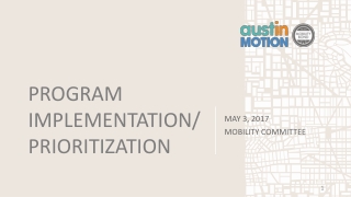 PROGRAM IMPLEMENTATION/ PRIORITIZATION