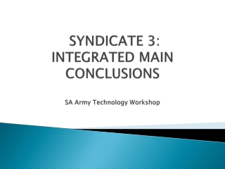 SYNDICATE 3:  INTEGRATED MAIN CONCLUSIONS SA Army Technology Workshop