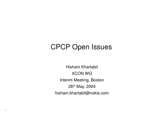 CPCP Open Issues