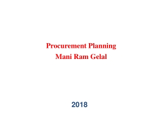 Procurement Planning Mani Ram Gelal