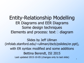 Slides by Jeff Ullman (infolab.stanford/~ullman/dscb/pslides/er),