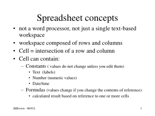 Spreadsheet concepts