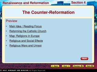 Preview Main Idea / Reading Focus Reforming the Catholic Church Map: Religions in Europe