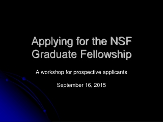 Applying for the NSF Graduate Fellowship