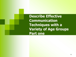 Describe Effective Communication Techniques with a Variety of Age Groups Part one