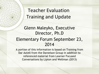 Teacher Evaluation  Training and Update