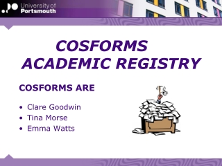 COSFORMS	 ACADEMIC REGISTRY