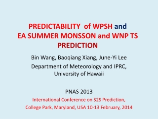 PREDICTABILITY  of WPSH  and  EA SUMMER MONSSON and WNP TS  PREDICTION