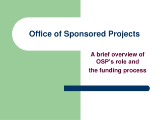 Office of Sponsored Projects