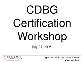 CDBG Certification Workshop