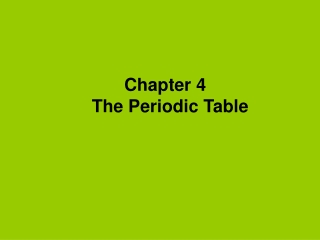 Chapter 4   The Periodic Table