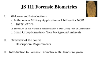 JS 111 Forensic Biometrics