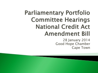 Parliamentary Portfolio Committee Hearings National Credit Act Amendment Bill