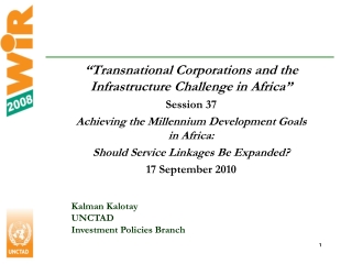 “Transnational Corporations and the Infrastructure Challenge in Africa” Session 37