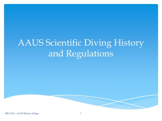 AAUS Scientific Diving History and Regulations