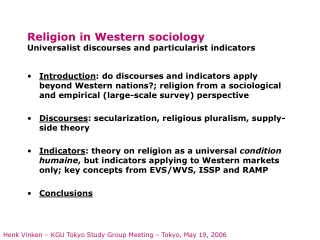 Religion in Western soci ology Universalist discourses and particularist indicators