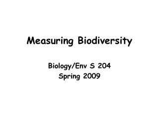 Measuring Biodiversity