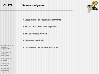 CS 177          Sequence Alignment