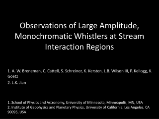 Observations of Large Amplitude, Monochromatic Whistlers at Stream Interaction Regions