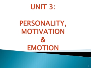 UNIT 3: PERSONALITY, MOTIVATION   &amp;  EMOTION