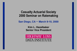 Casualty Actuarial Society 2000 Seminar on Ratemaking