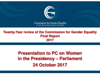 Presentation to PC on Women in the Presidency – Parliament 24 October 2017