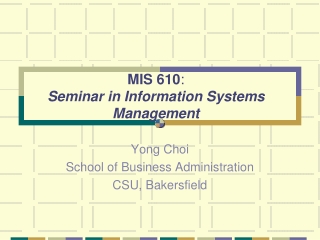 MIS 610 :  Seminar in Information Systems Management