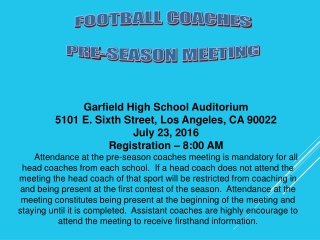 FOOTBALL COACHES PRE-SEASON MEETING