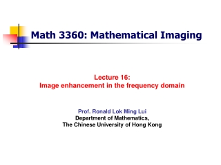 Math 3360: Mathematical Imaging