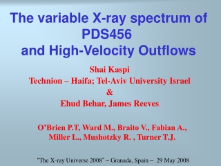 The variable X-ray spectrum of PDS456  and High-Velocity Outflows