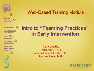 Web-Based Training Module Intro to “Teaming Practices” in Early Intervention