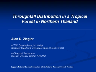 Throughfall Distribution in a Tropical Forest in Northern Thailand
