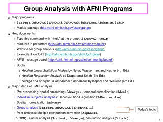 Group Analysis with AFNI Programs