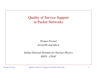 Quality of Service Support in Packet Networks