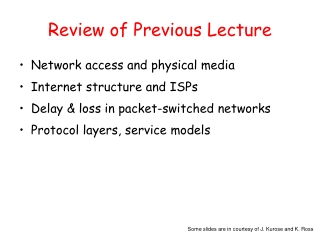 Review of Previous Lecture