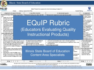 EQuIP  Rubric (Educators Evaluating Quality Instructional Products)