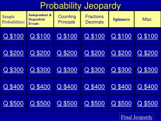 Probability Jeopardy