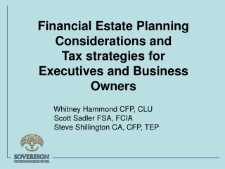 Financial Estate Planning         Considerations and