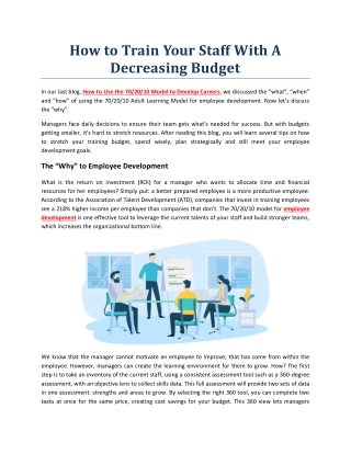 How to Train Your Staff With A Decreasing Budget