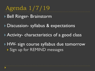 Agenda 1/7/19