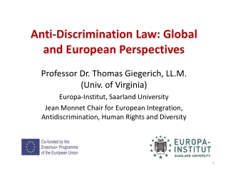 Anti-Discrimination Law: Global and European Perspectives