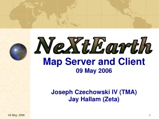 Map Server and Client 09 May 2006 Joseph Czechowski IV (TMA) Jay Hallam (Zeta)