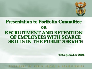 Presentation to Portfolio Committee  on