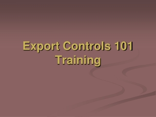 Export Controls 101 Training