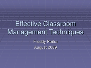 Effective Classroom Management Techniques