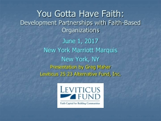 You Gotta Have Faith: Development Partnerships with Faith-Based Organizations