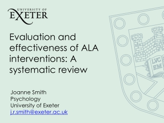 Evaluation and effectiveness of ALA interventions: A systematic review