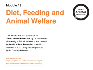 Diet, Feeding and Animal Welfare