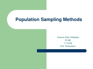 Population Sampling Methods